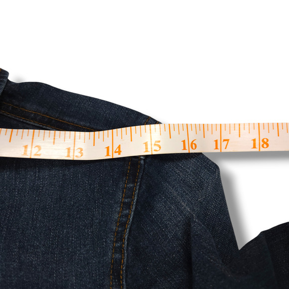 EUC Wax Jean Classic Basic Button Down Denim Crop Jean Jacket Sz. S Dark Denim - Picture 7 of 11